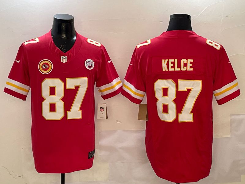 Men Kansas City Chiefs #87 Kelce Red Three generations Nike 2025 Vapor Limited NFL Jersey style 6->kansas city chiefs->NFL Jersey